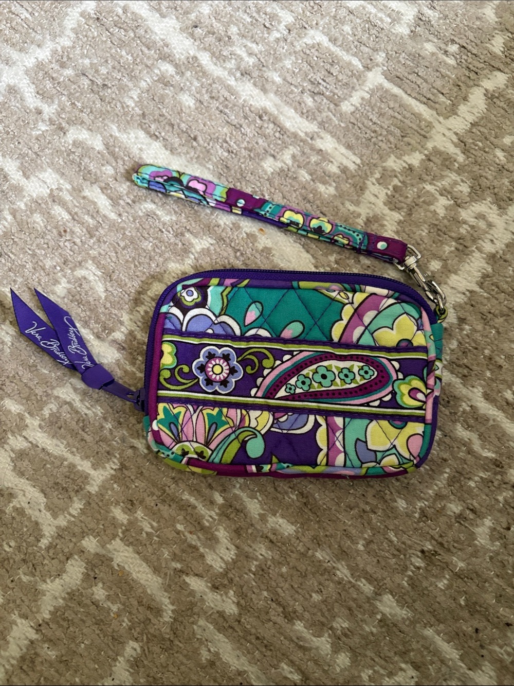 MARKDOWN Vera Bradley Quilted Wristlet with Floral Paisley Print